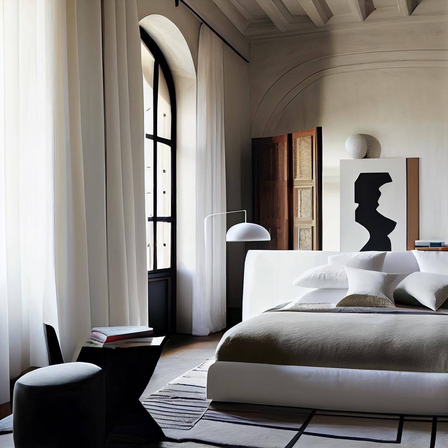 11. Moonlit Waves: a Bedroom with Silvery Textures and Shadowy Corners