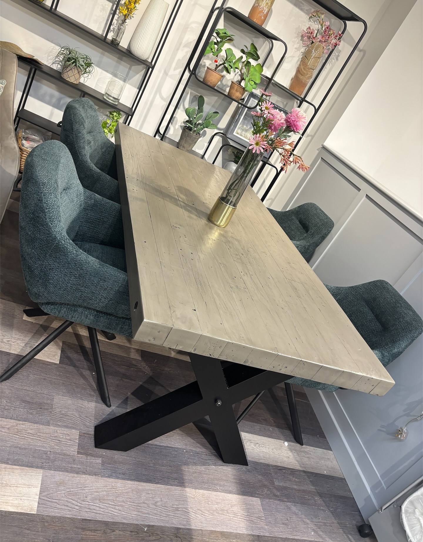 27. Mid-century Maple Wave Dining Table with Sunken Center and Spider-leg Base