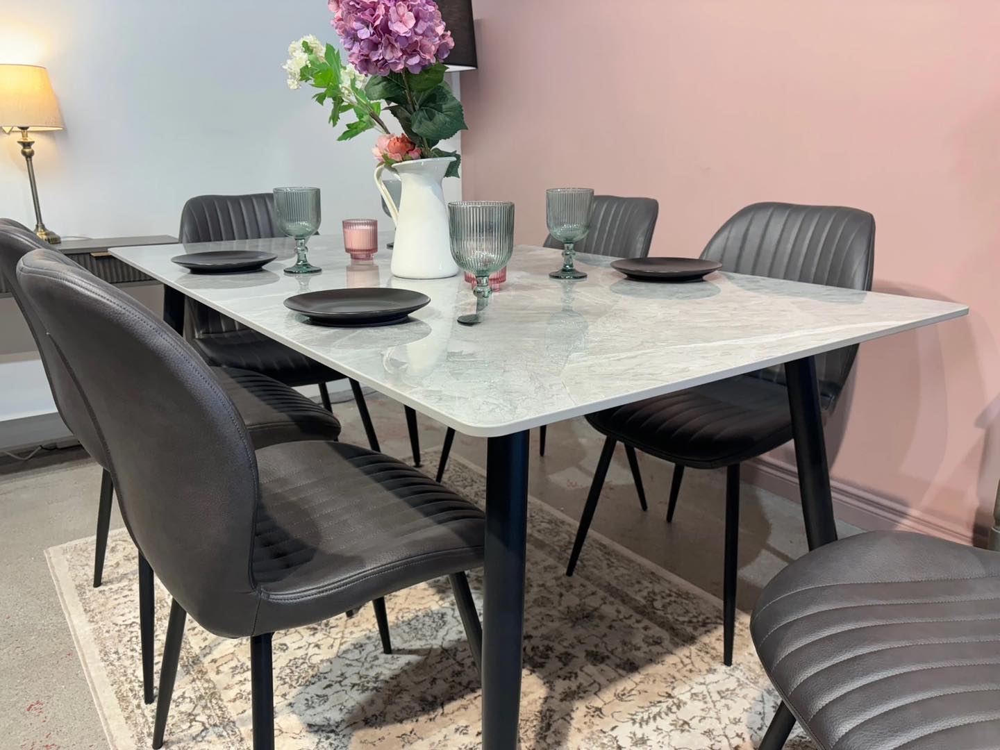 9. Mid-century Walnut Dining Table with Boomerang Legs and Sunken Glass Center
