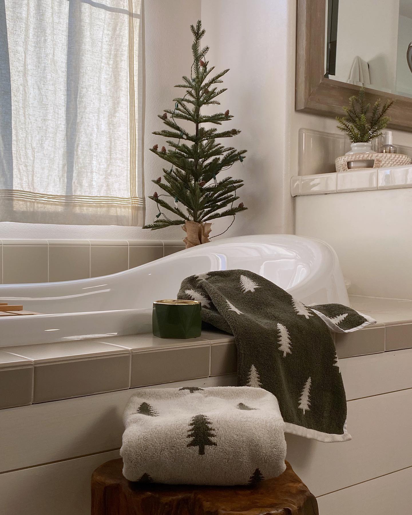 13. Snowflake Soap and Pine Garland: a Festive Bathroom Oasis