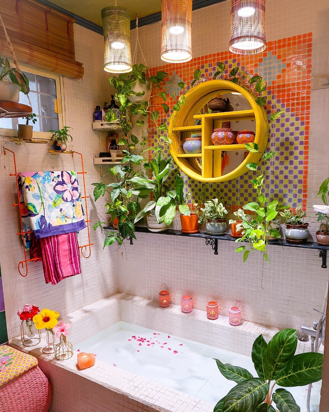 6. Moonlit Moss and Macrame: the Bohemian Bathroom Nook with Hanging Plants