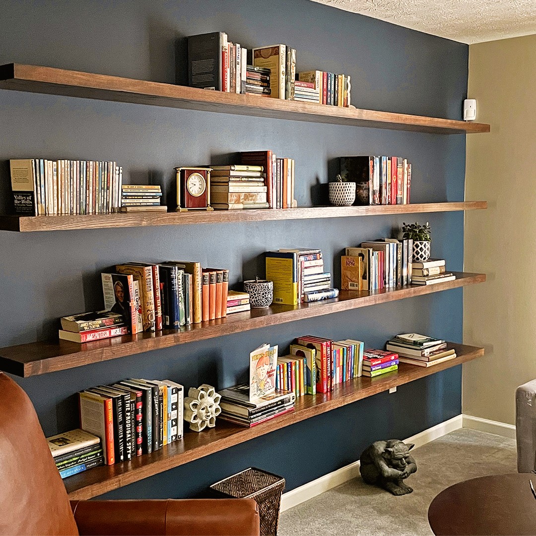 17. the Oak and White Geometric Harmony Shelving with Industrial Piping Accents