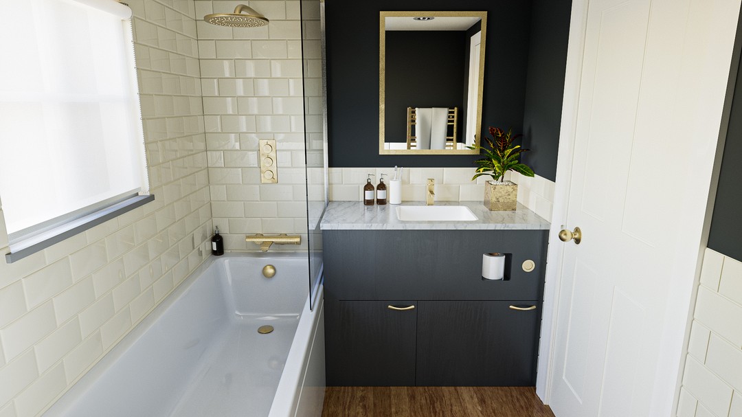 4. Under-sink Slide-out Baskets with Polka-dot Towel Accent