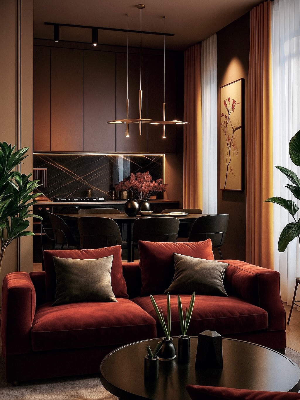 2. Geometric Harmony: Hexagonal Shelves and Angular Sofa In Monochrome Palette