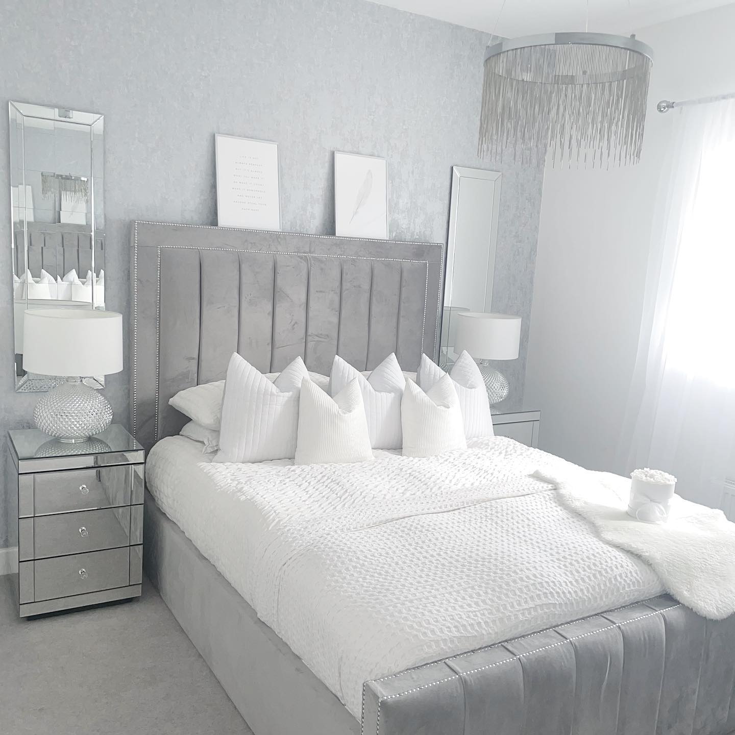 7. Moonlit Serenity: a Bedroom with Silver Accents and Starry Night Mural