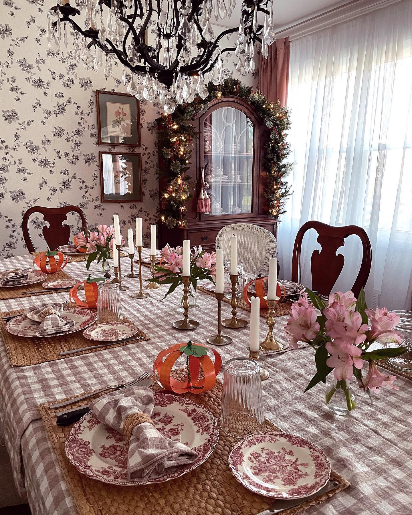 9. Harvest Moonlit Pumpkin Patch Table Setting with Cinnamon Stick Napkin Rings