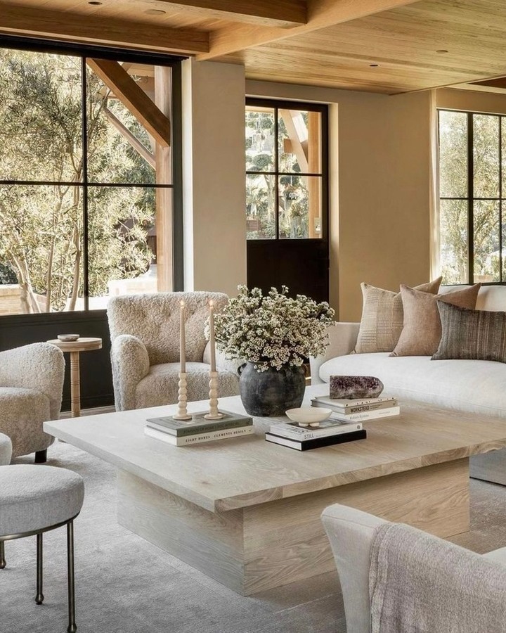 51. a Symphony Of Curves: the Circular Coffee Table and Arched Mirror Living Room