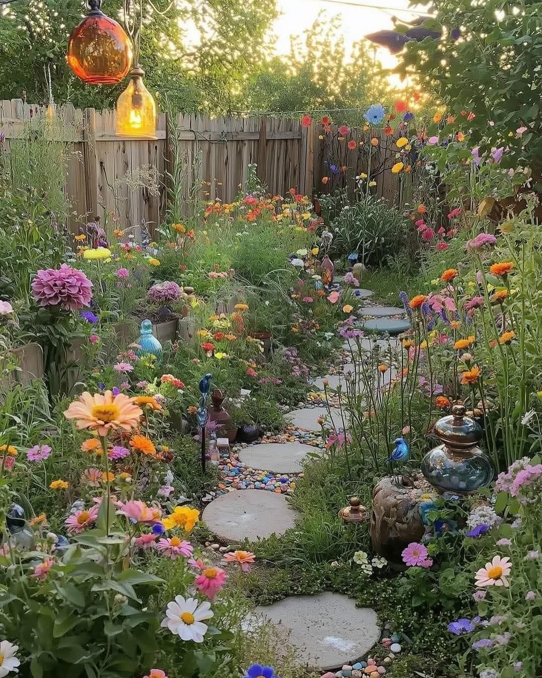 23. the Interwoven Pathway with Blue Slate Stepping Stones and Miniature Roses