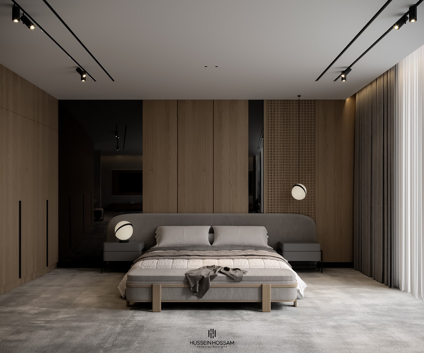 15. Moonlit Tranquility: Sheer Drapes and Velvet Accents In Master Bedroom Retreat