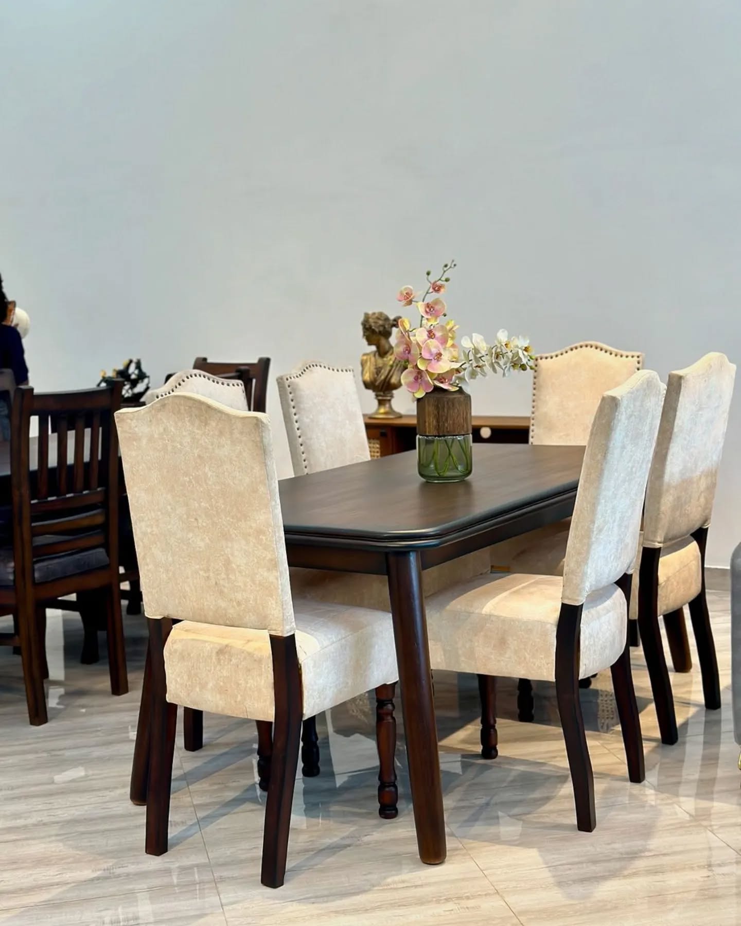 12. Sleek Walnut Veneer with Butterfly Joints and Geometric Brass Legs
