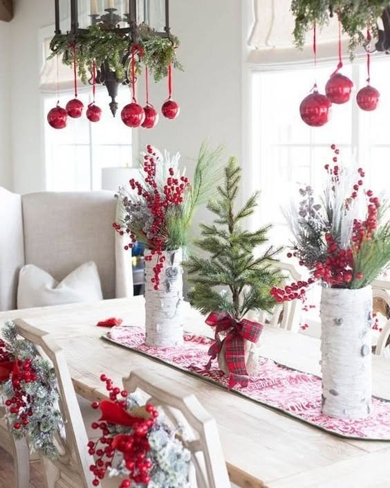 1. Crimson Ribbons and Snowflake Baubles: a Festive Mantelpiece