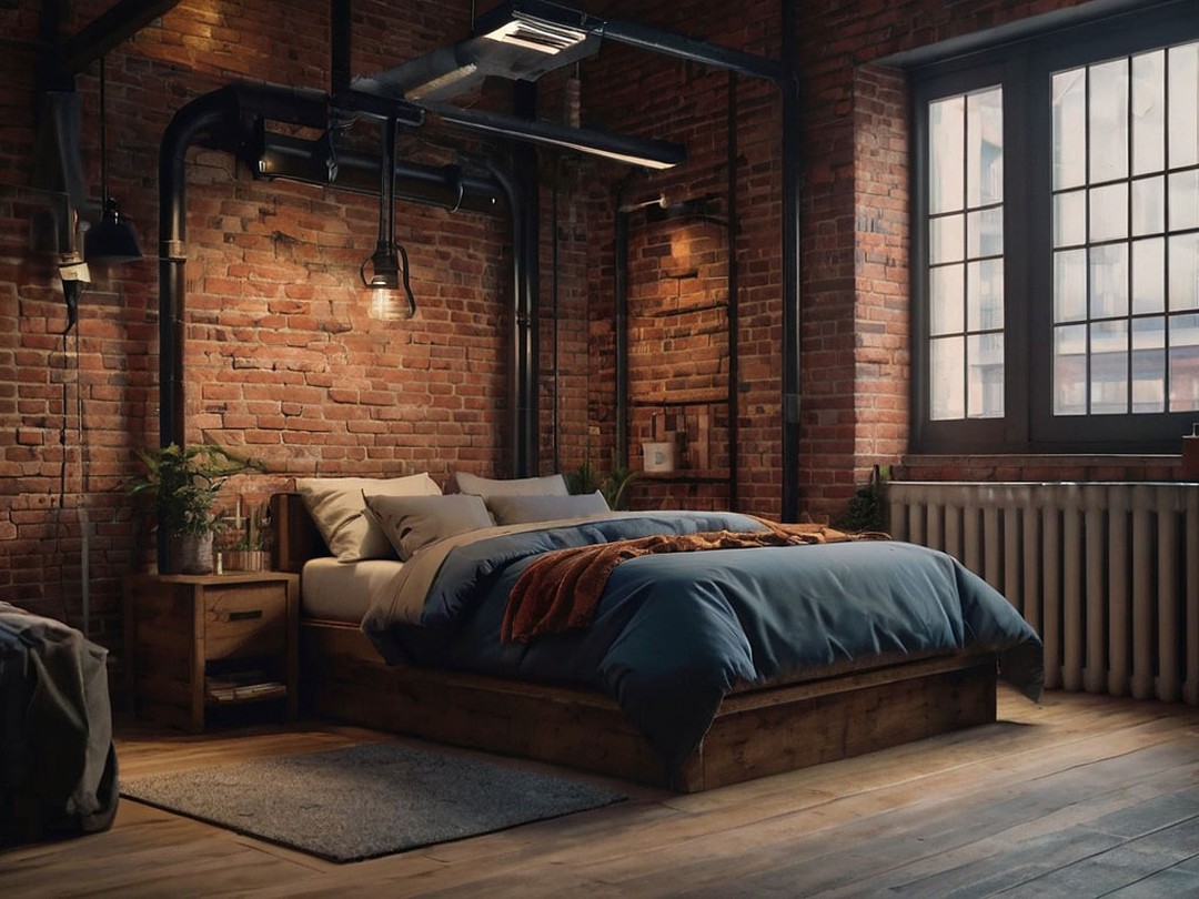 12. Midnight Blue Accent Wall with Industrial Pendant Lights