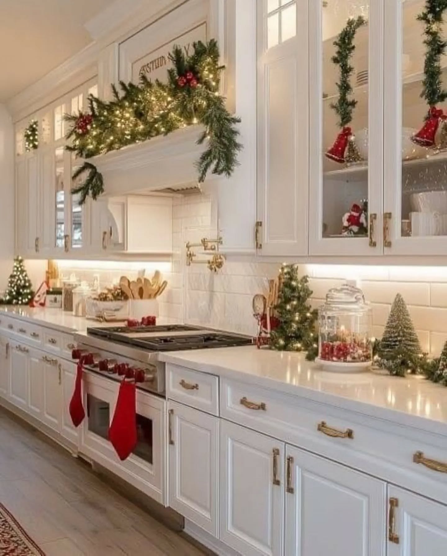 3. Twinkling Pinecones and Crimson Ribbons on a Frosted Mantelpiece