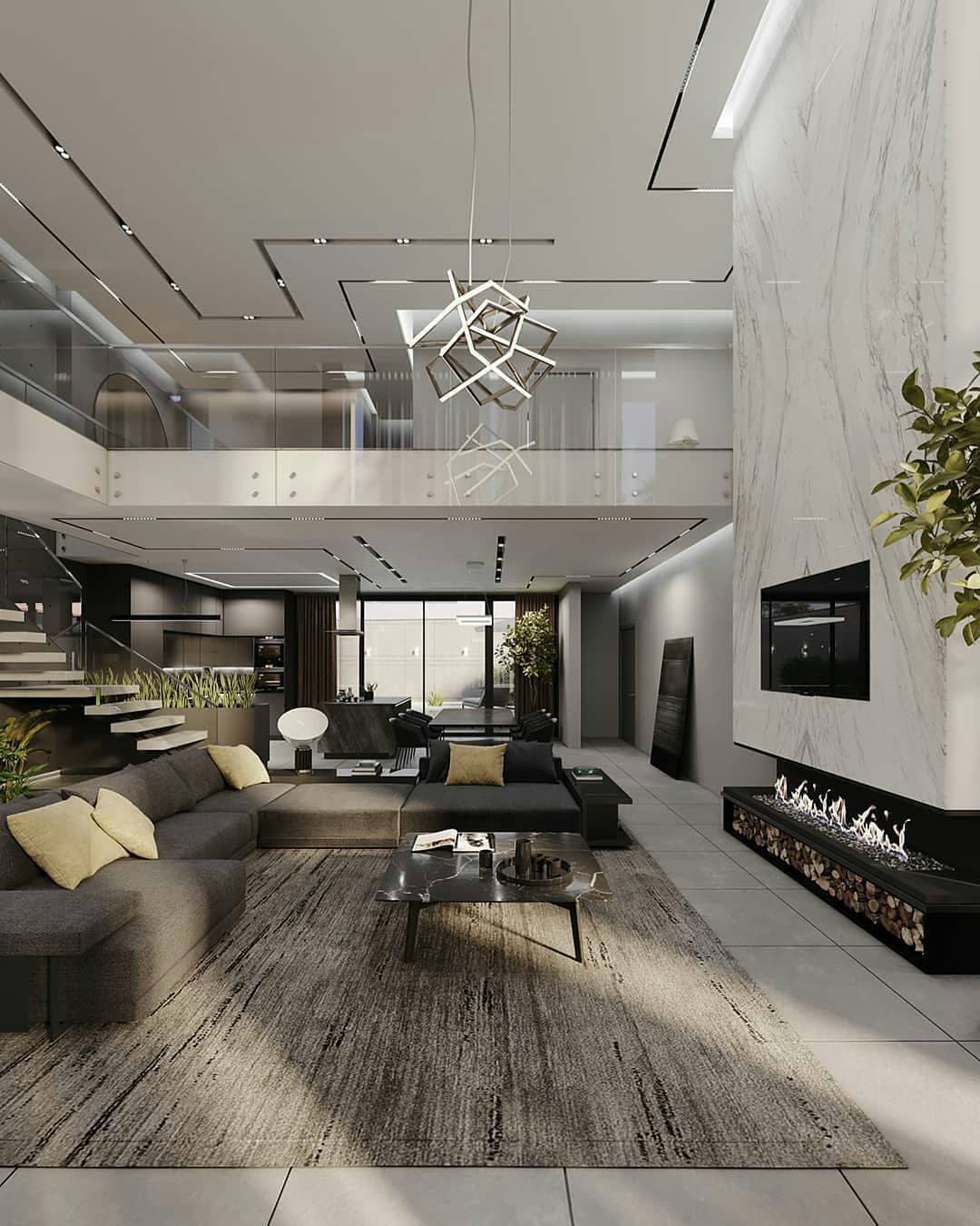 3. Velvet Plum Sofa and Geometric Wall Art: a Fusion Of Comfort and Edge