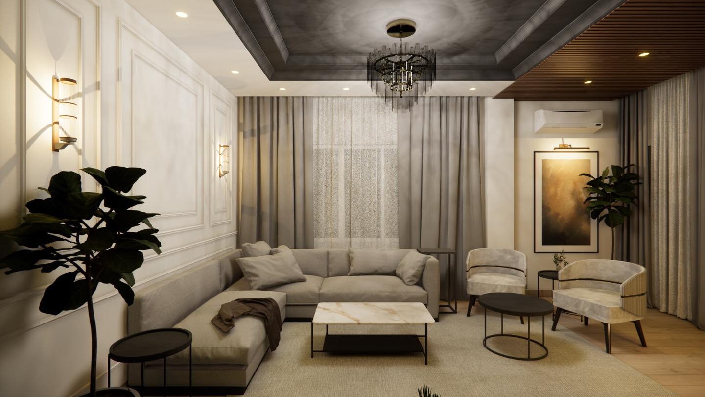 40. a Symphony Of Curves: the Circular Sofa and Orb Lights Living Room