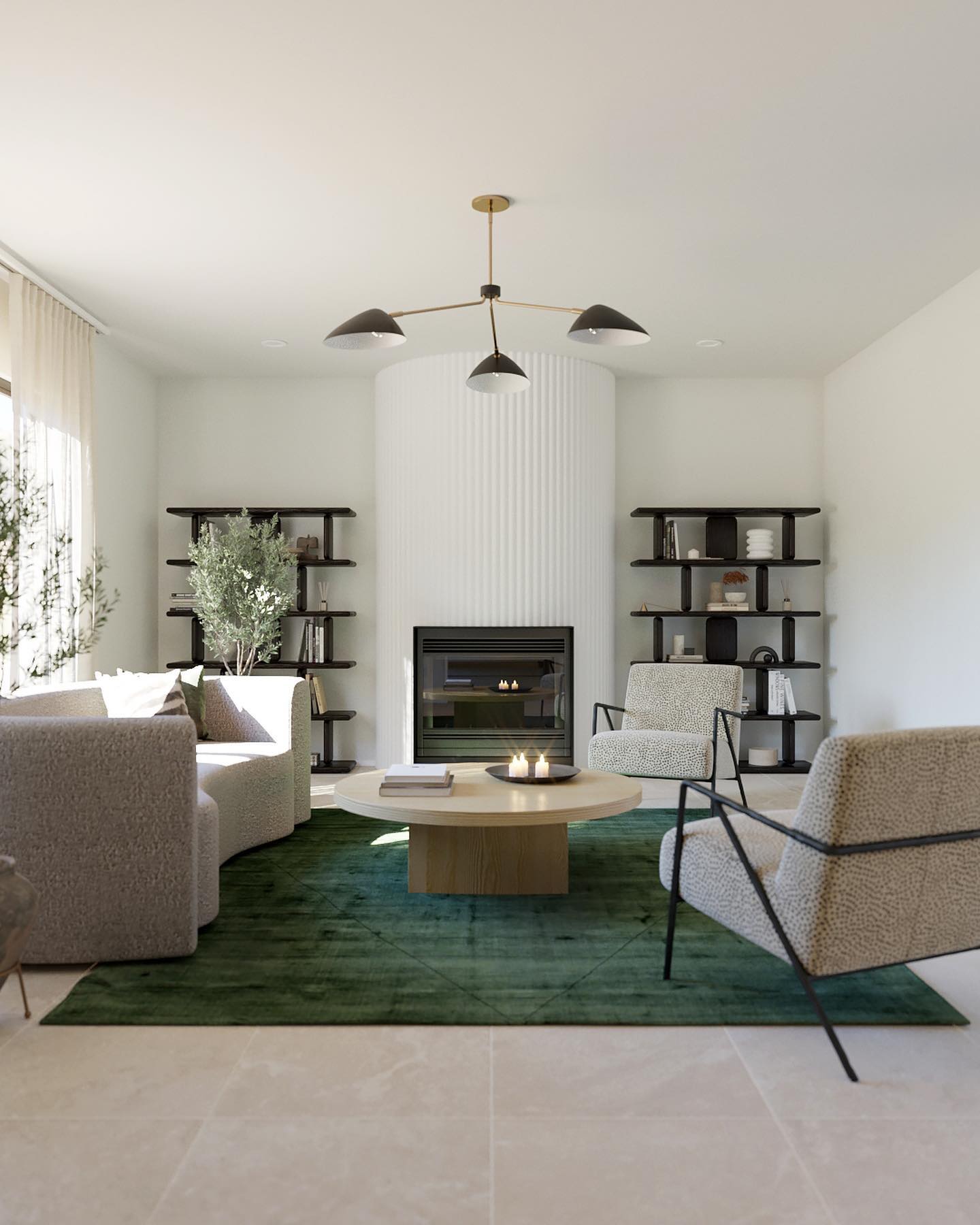13. Minimalist Monochrome Haven with Geometric Plant Stand