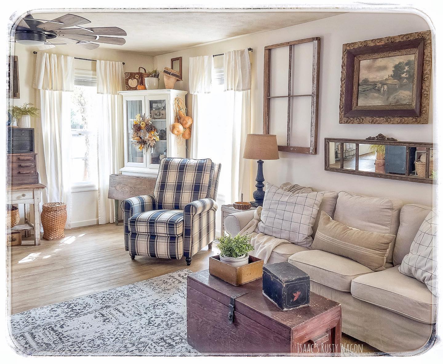 2. Moonlit Coastal Retreat: a Living Room with Oceanic Hues and Driftwood Accents