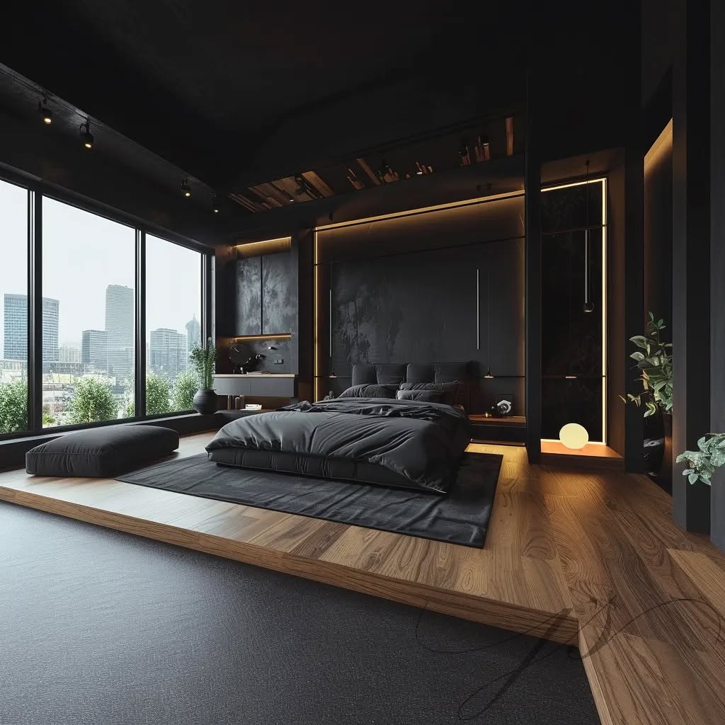 15. Midnight Velvet Canopy with Crystal Accents: a Bedroom Retreat