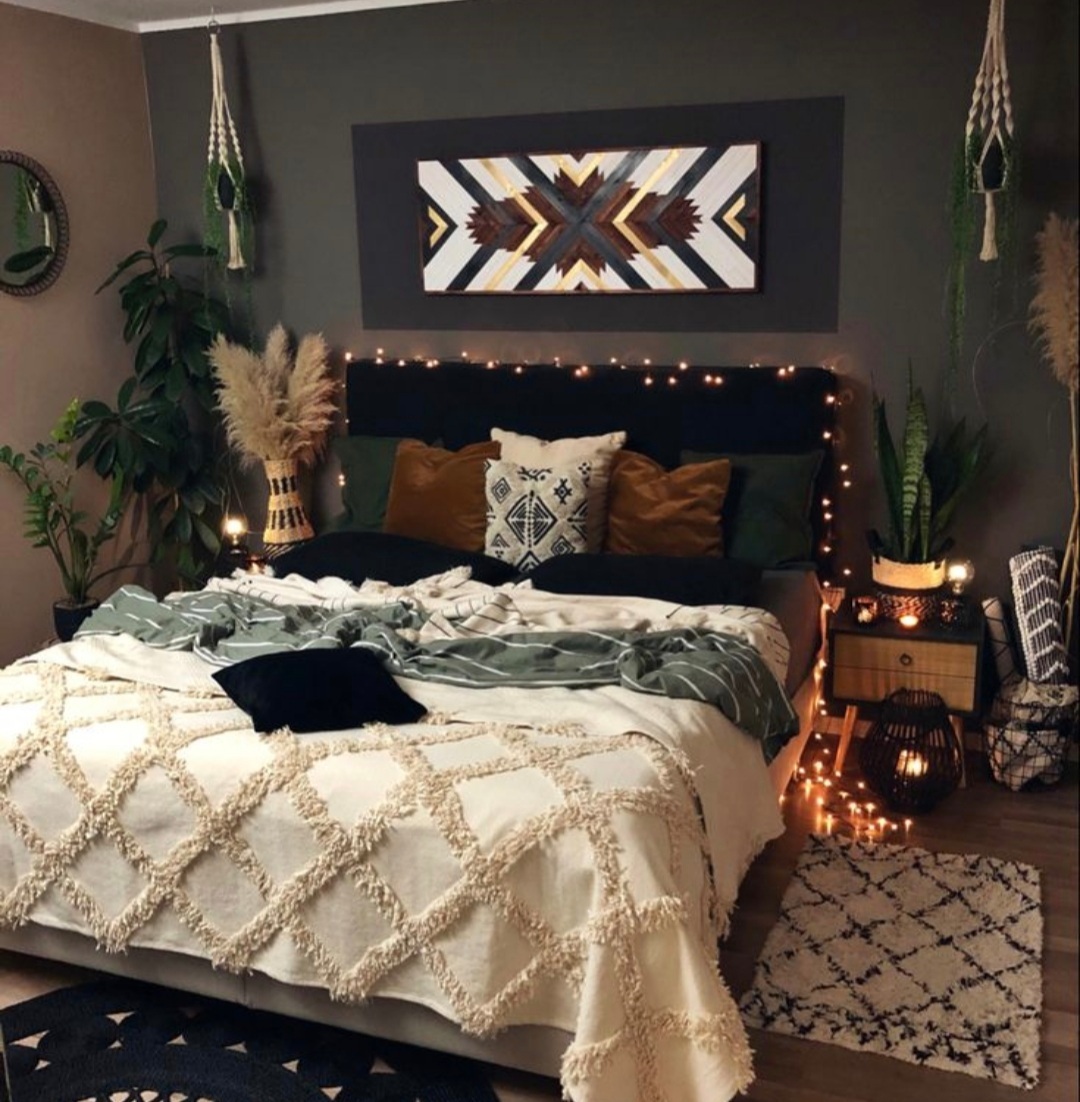 20. Moonlit Macrame and Moroccan Tiles: a Bedroom Fusion Of Earth and Sky