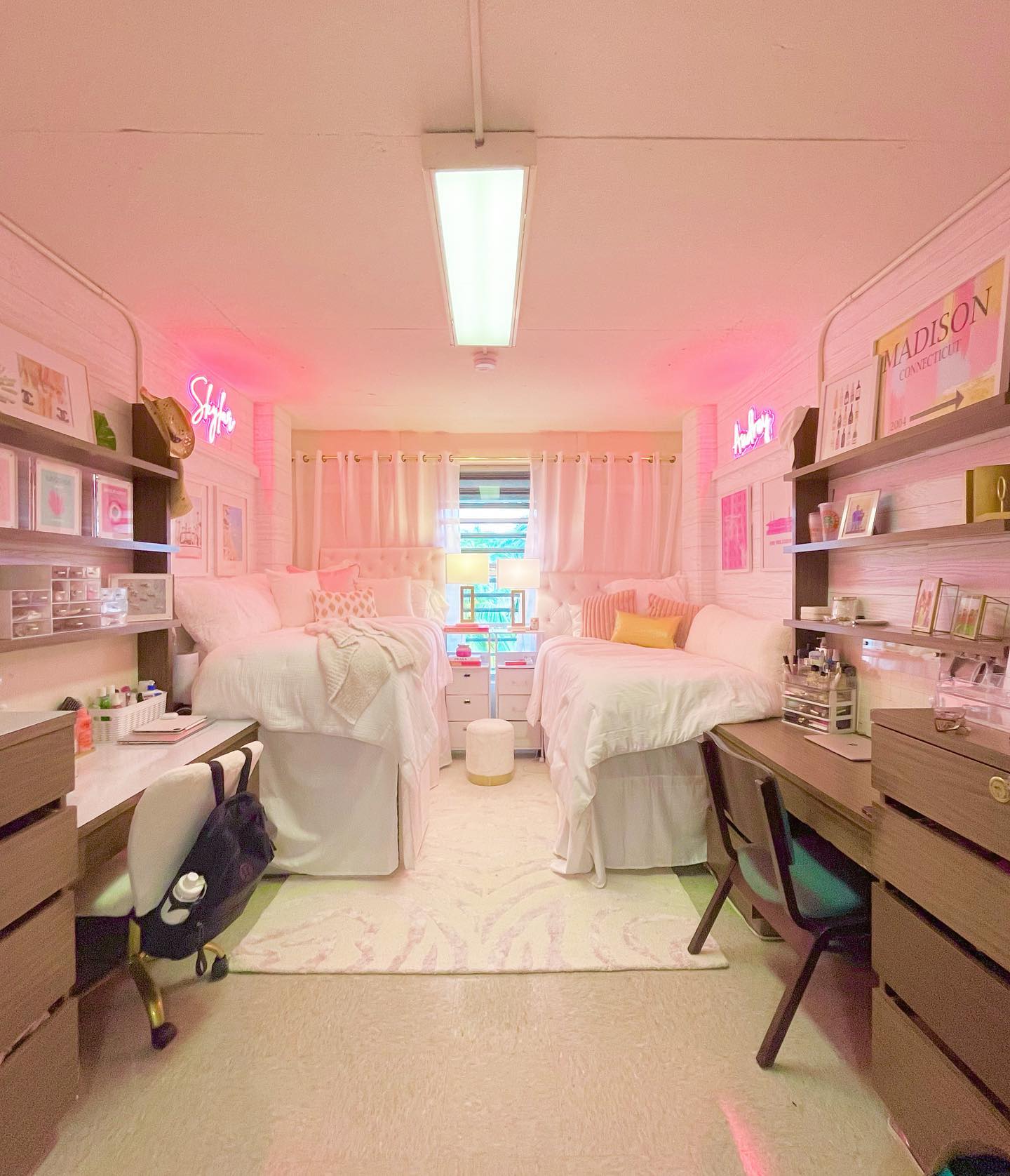 25. Neon Glow and Cozy Knit: the Ultimate Dorm Room Ambiance