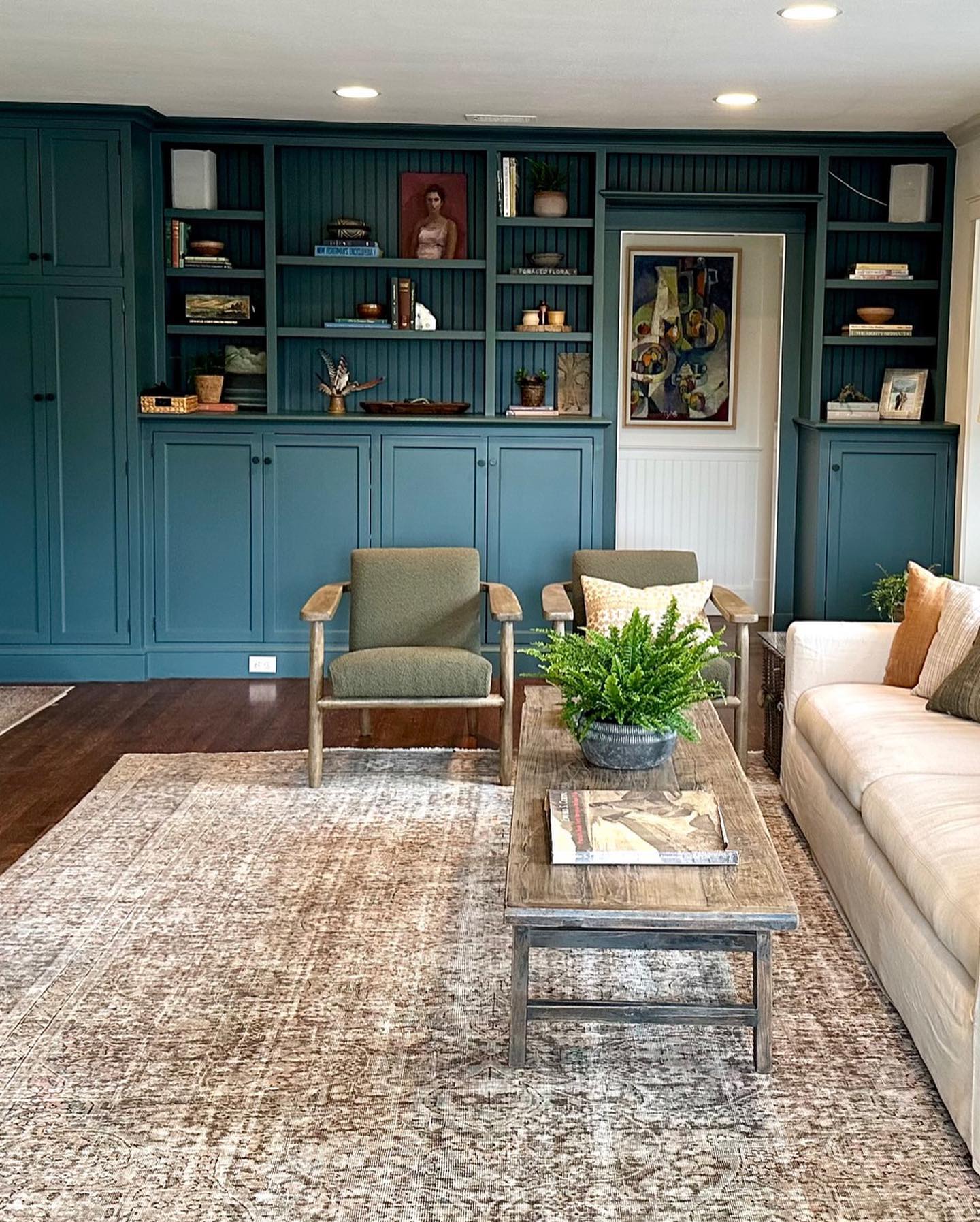27. Moonlit Cabin Retreat: a Rustic Living Room with Starry Night Accents