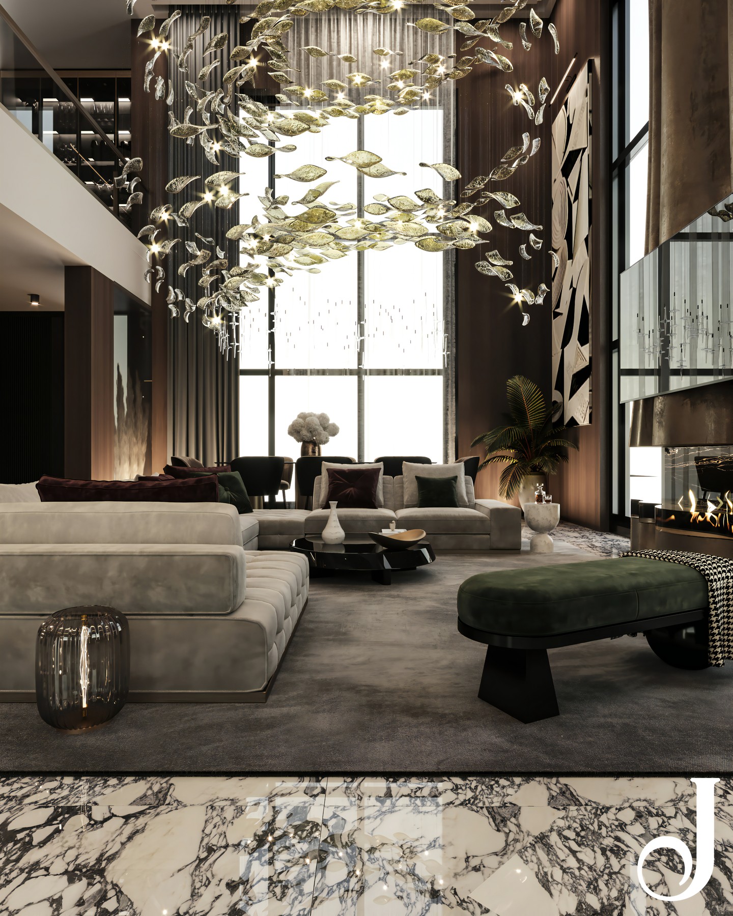 9. Velvet-eyed Peacock Feather Throw Pillows Define This Living Room