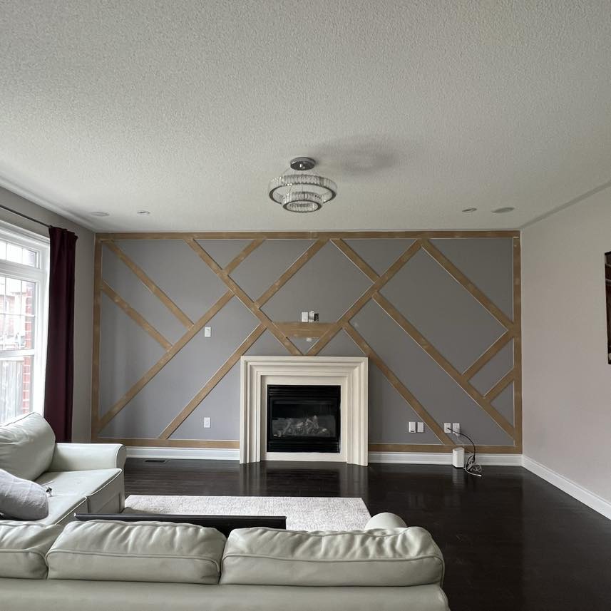 42. the Indigo Geometry Of Modern Comfort: a Living Room Wall with Hexagonal Flair