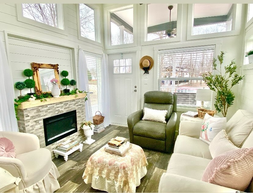 26. the Crimson Sofa and Geometric Lantern Nook In a Compact Living Space