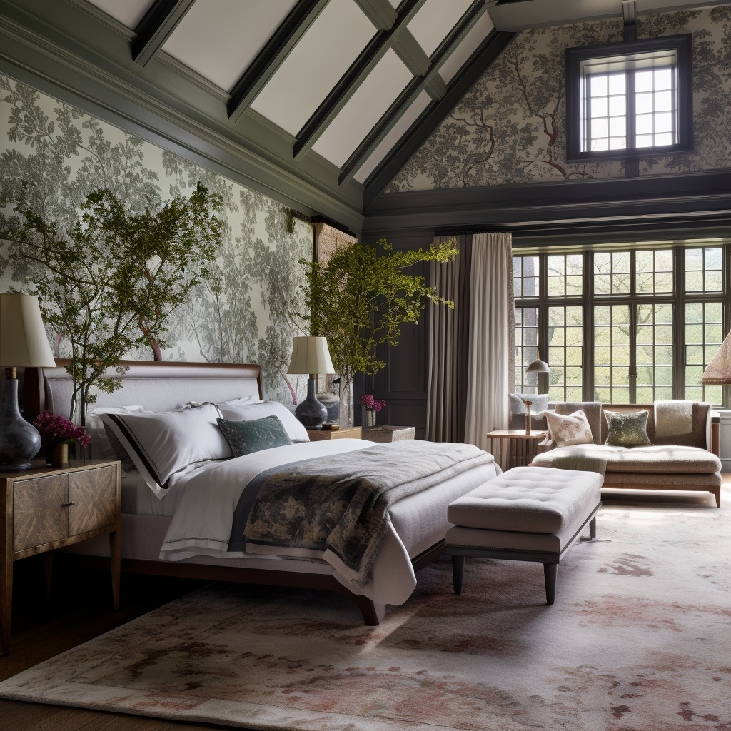 26. Moonlit Garden Retreat: a Bedside Haven with Lush Ivy and Soft Florals