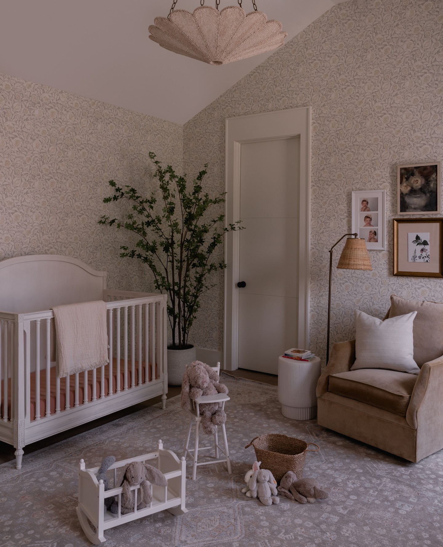 28. Velvet-eared Bunny and Starry Canopy Over a Whimsical Crib