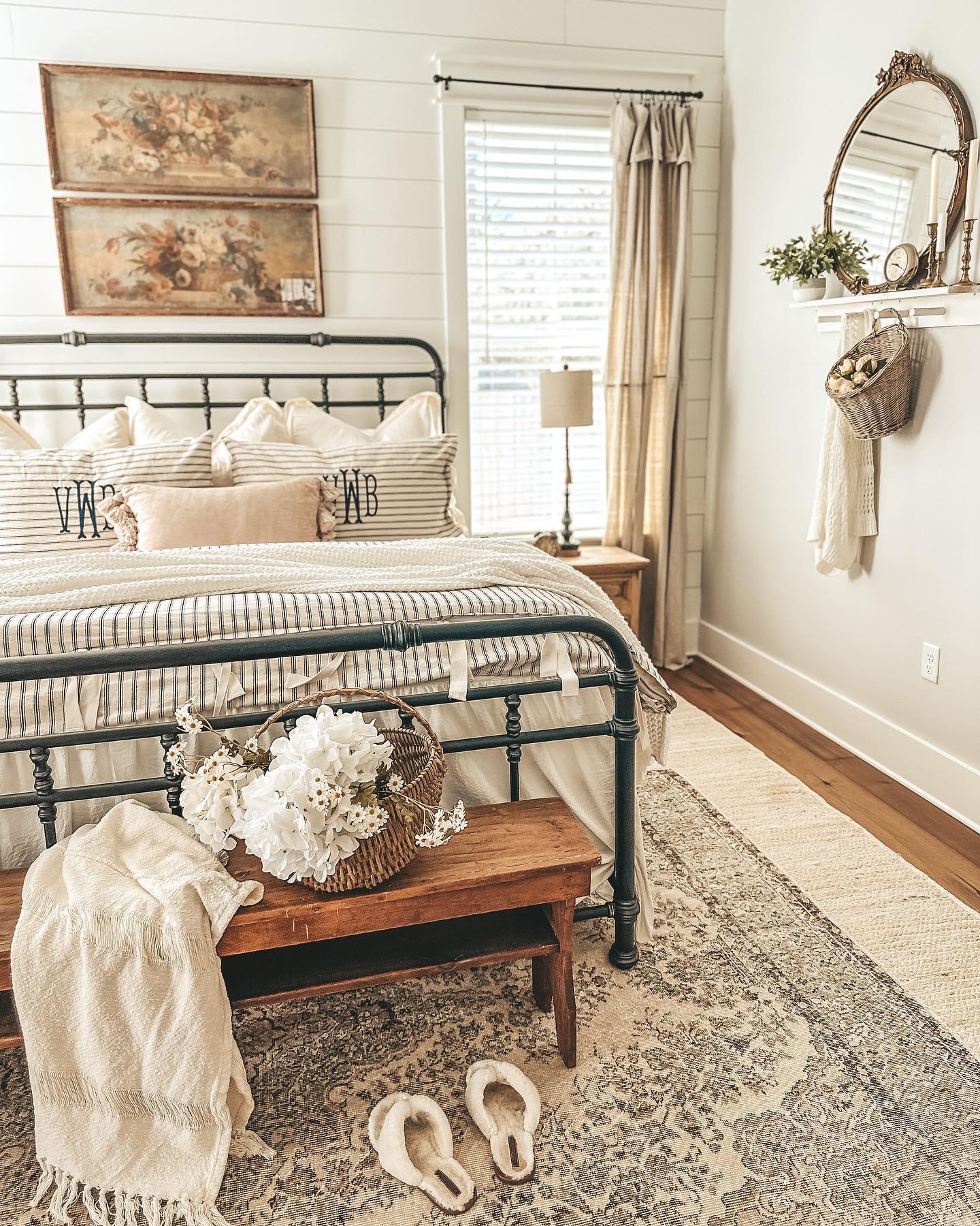 33. Handcrafted Wooden Bed Frame with Antique Lanterns and Starlit Canopy