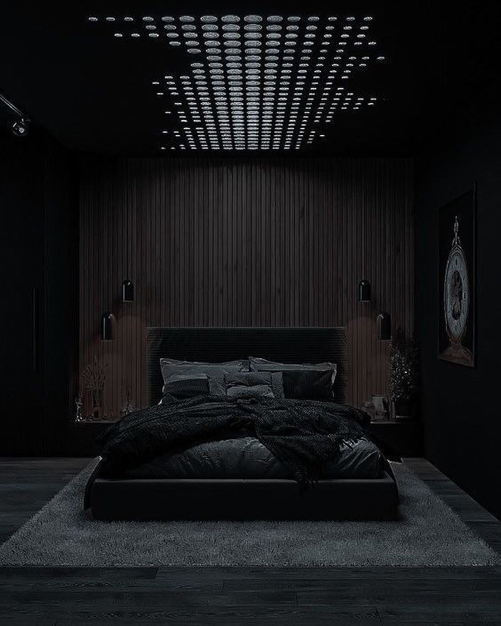 1. Midnight Velvet Canopy: the Allure Of Black Drapes and Gold Accents In a Bedroom Retreat