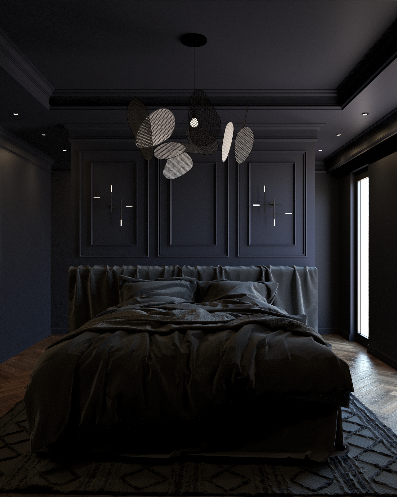 4. the Moonlit Canopy Bed with Iridescent Drapes In a Forest Green Room