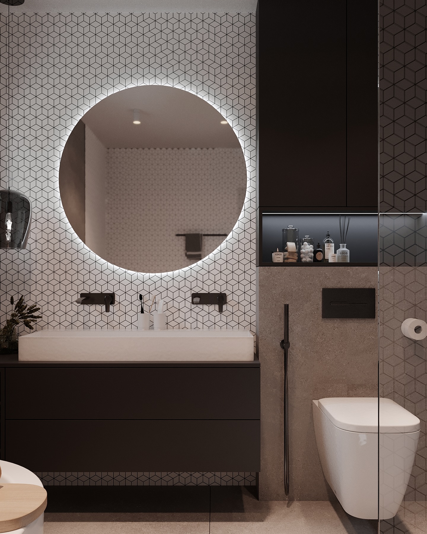 19. Sunlit Serenity with a Hint Of Industrial Edge: the Frosted Glass and Metal Sink Haven