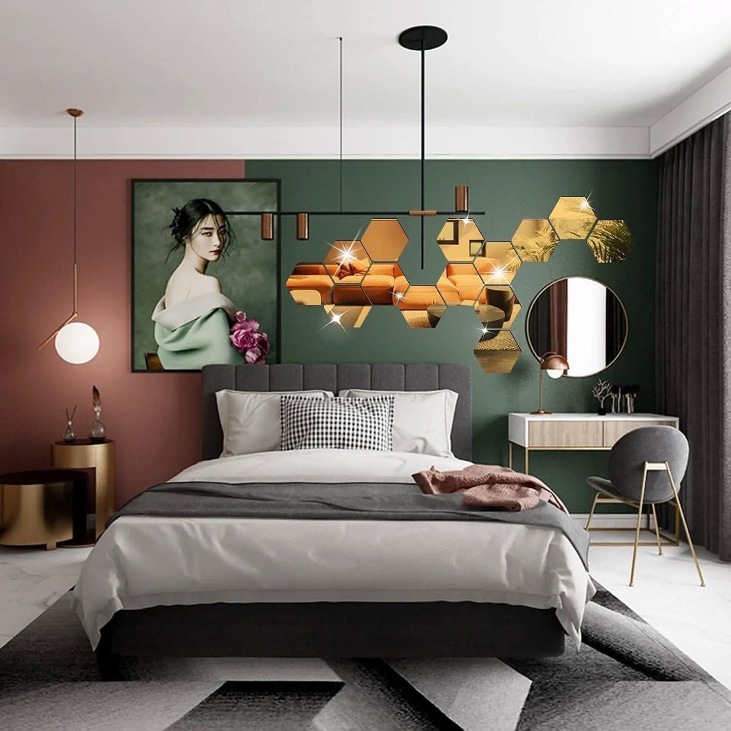 3. Geometric Glass Fusion: a Triangular Mirror Wall Art Piece