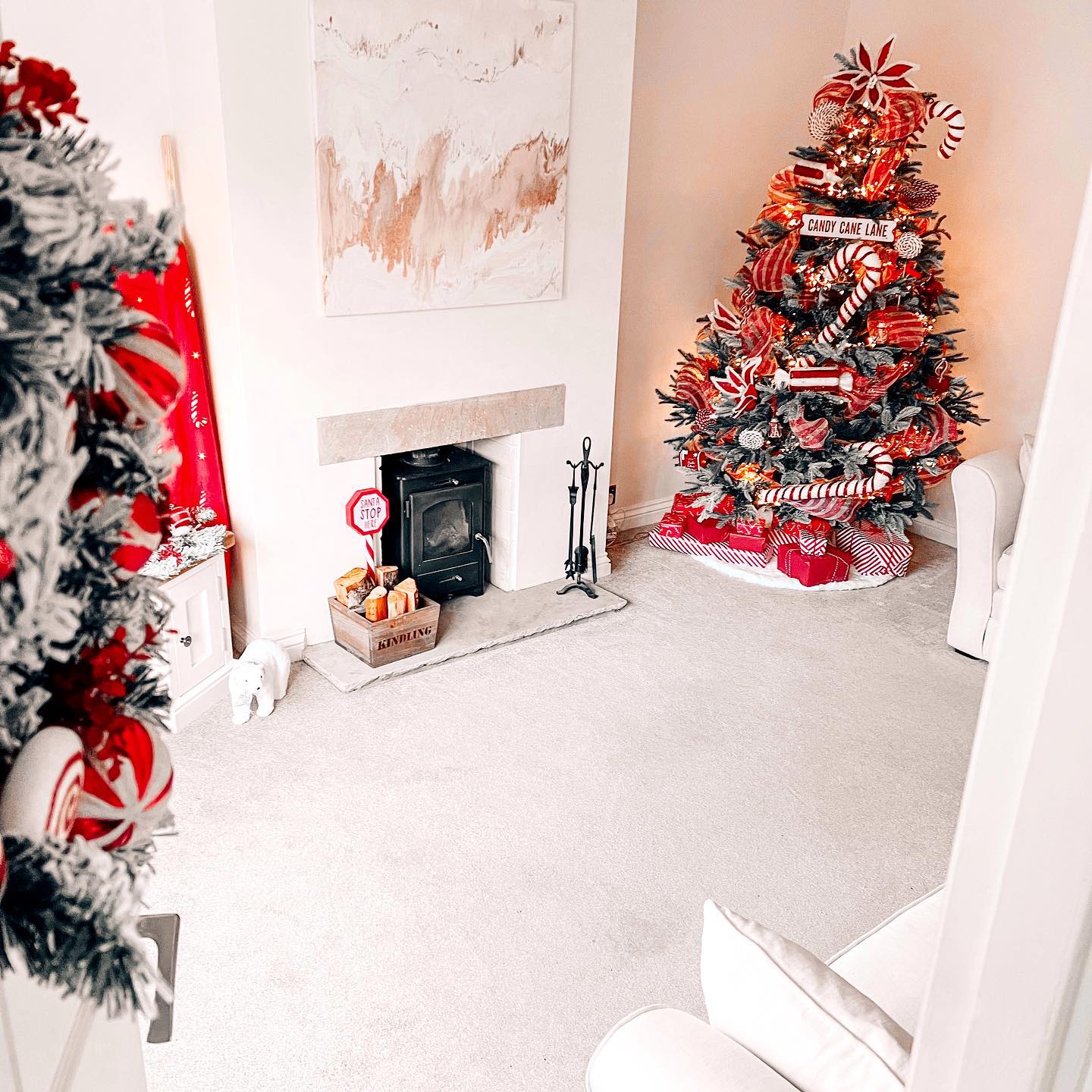 14. Crimson Ribbons and Snowy Pines: a Festive Mantelpiece Transformation
