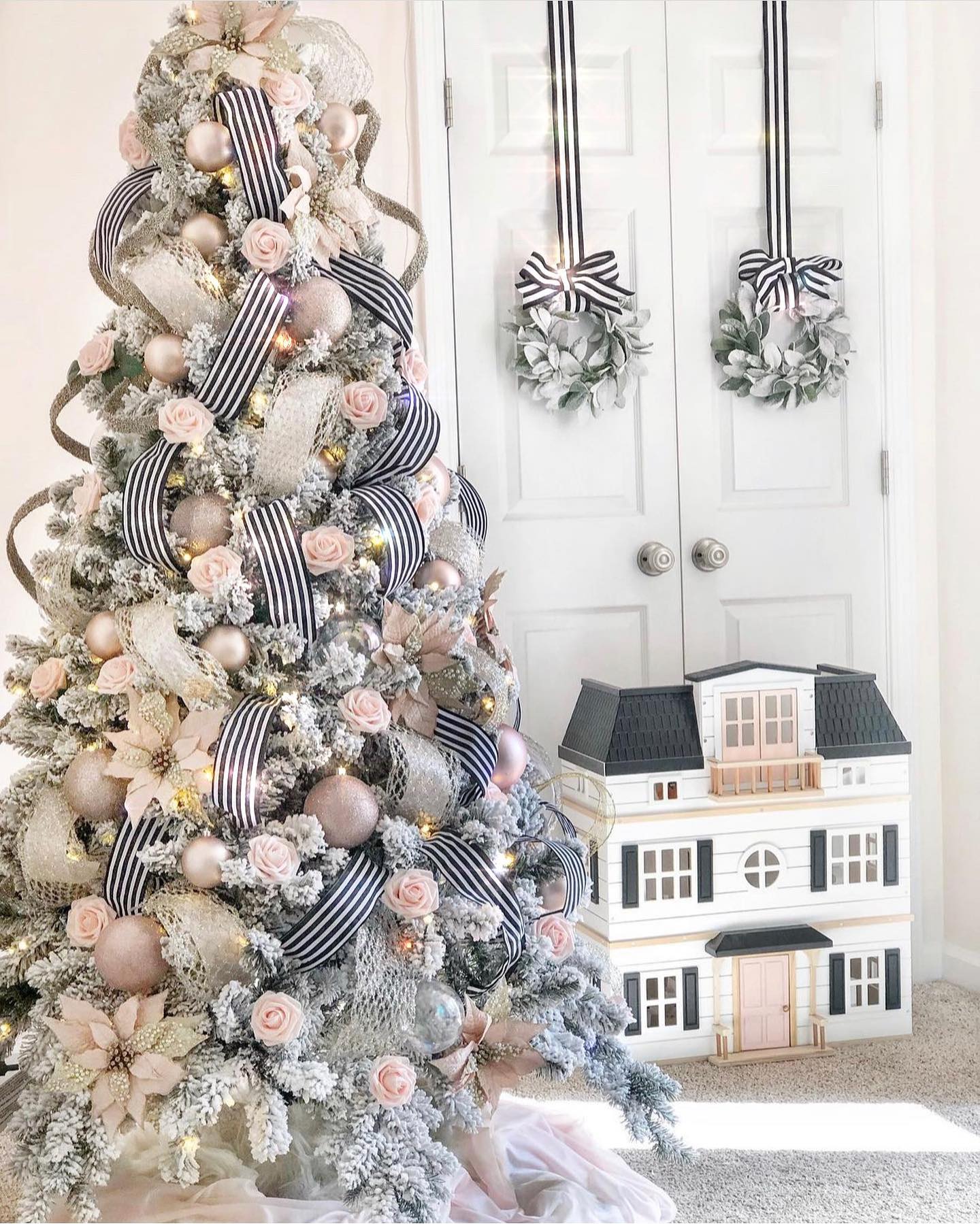 14. Snowflake Garland Woven Through Vintage Typewriter Ribbon on Mantelpiece
