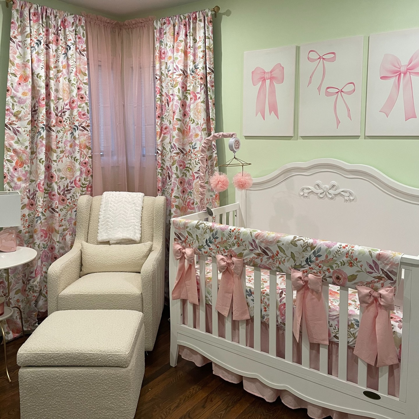 12. Whimsical Woodland Creatures on a Soft Lavender Canopy Crib