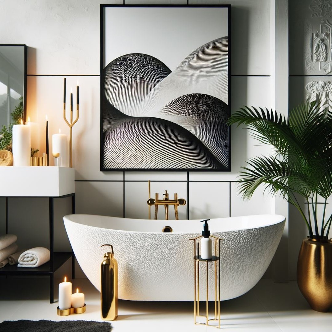 3. Moonlit Serenity: the Bathroom with a Floating Sink and Circular Mirror