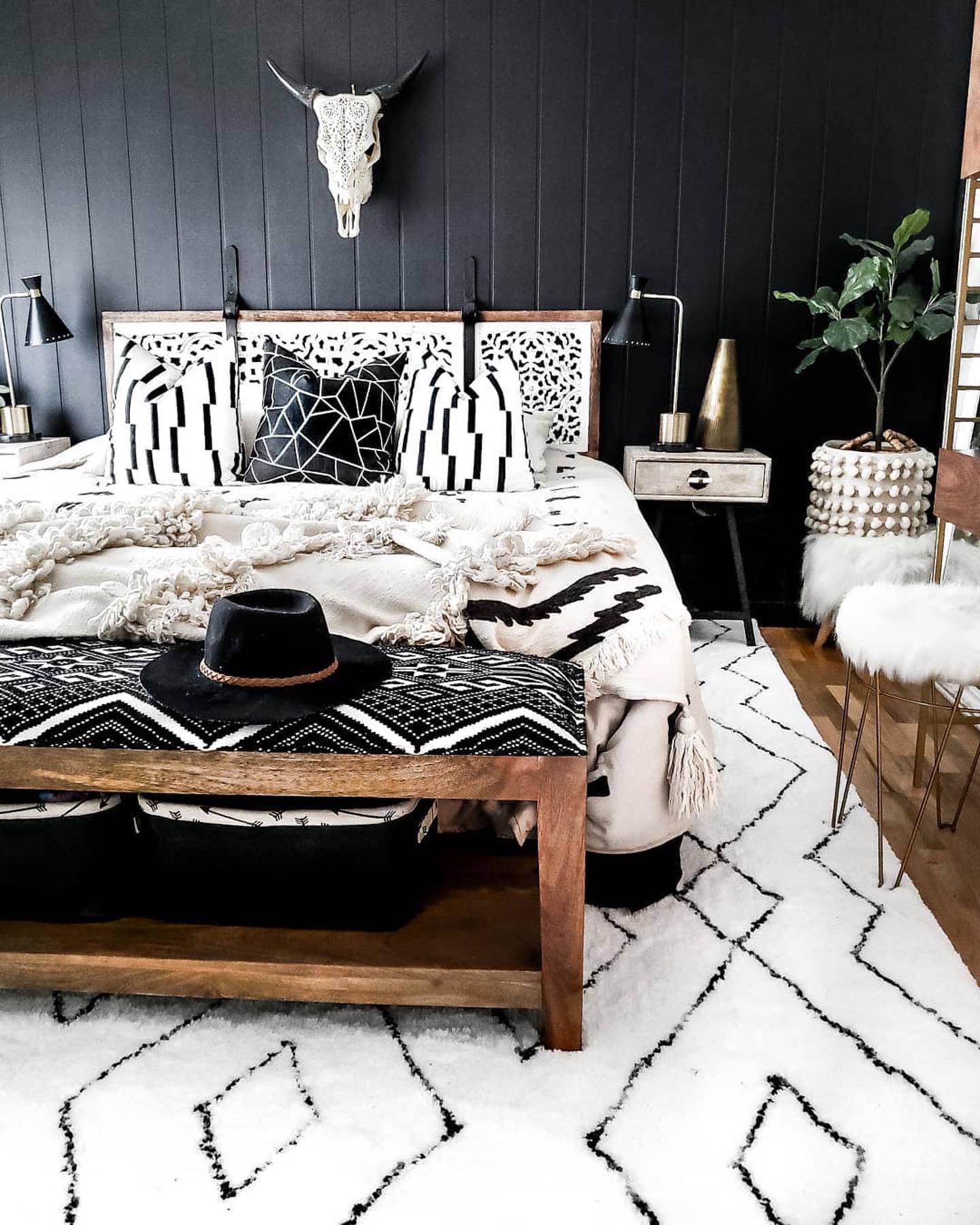 1. Velvet Drapes and Lace Canopy: a Dark Boho Haven with Antique Charm