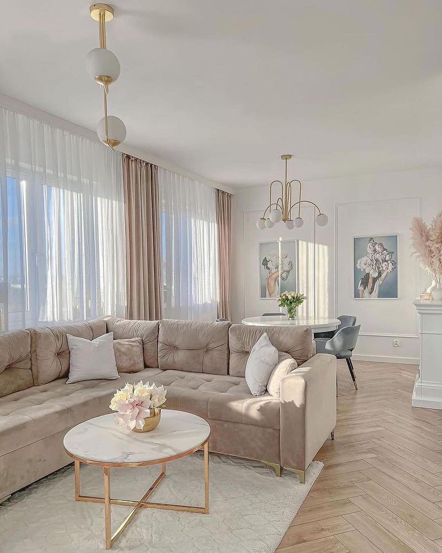 44. a Velvet Sofa Embraced by Golden Sunlight Through a Geometric Window