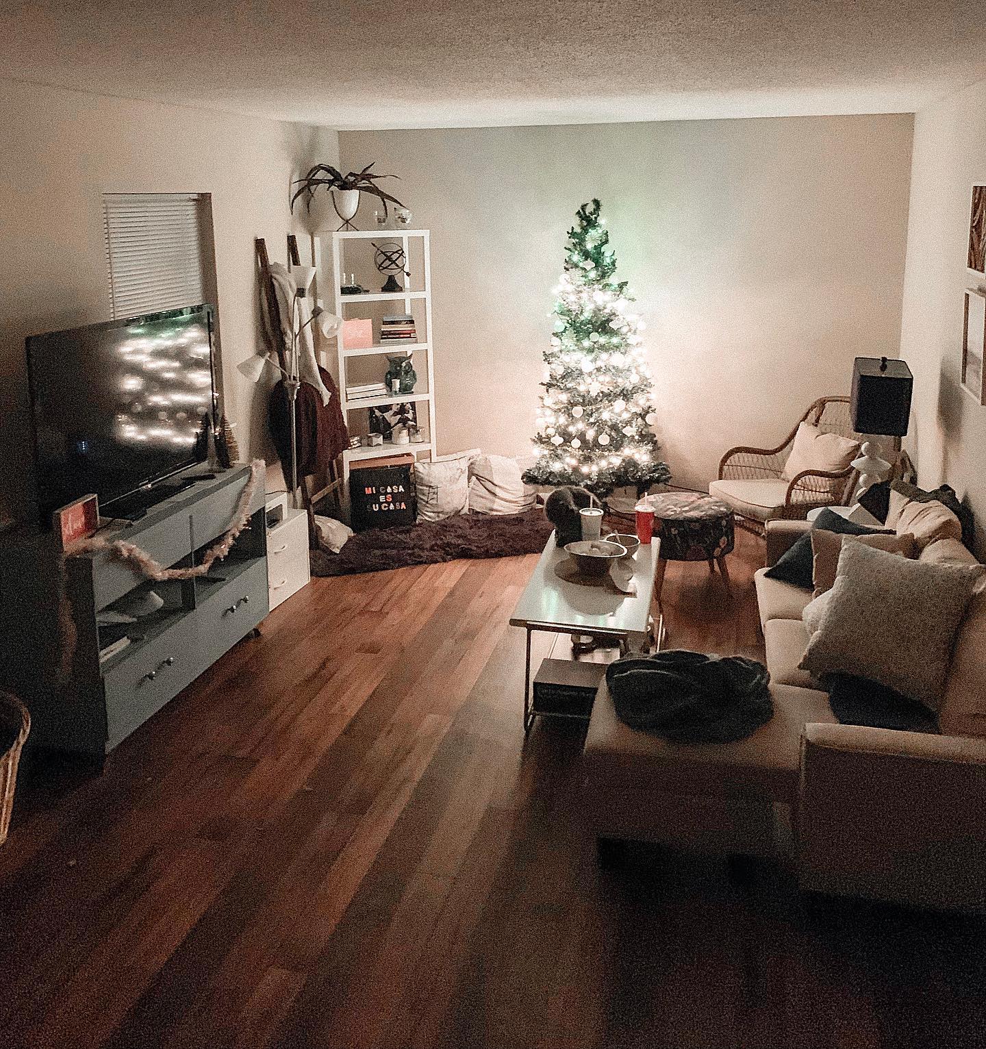 23. Miniature Woodland Wonderland on a Coffee Table: a Tiny Forest Of Festive Fir Trees and Glowing Ornaments