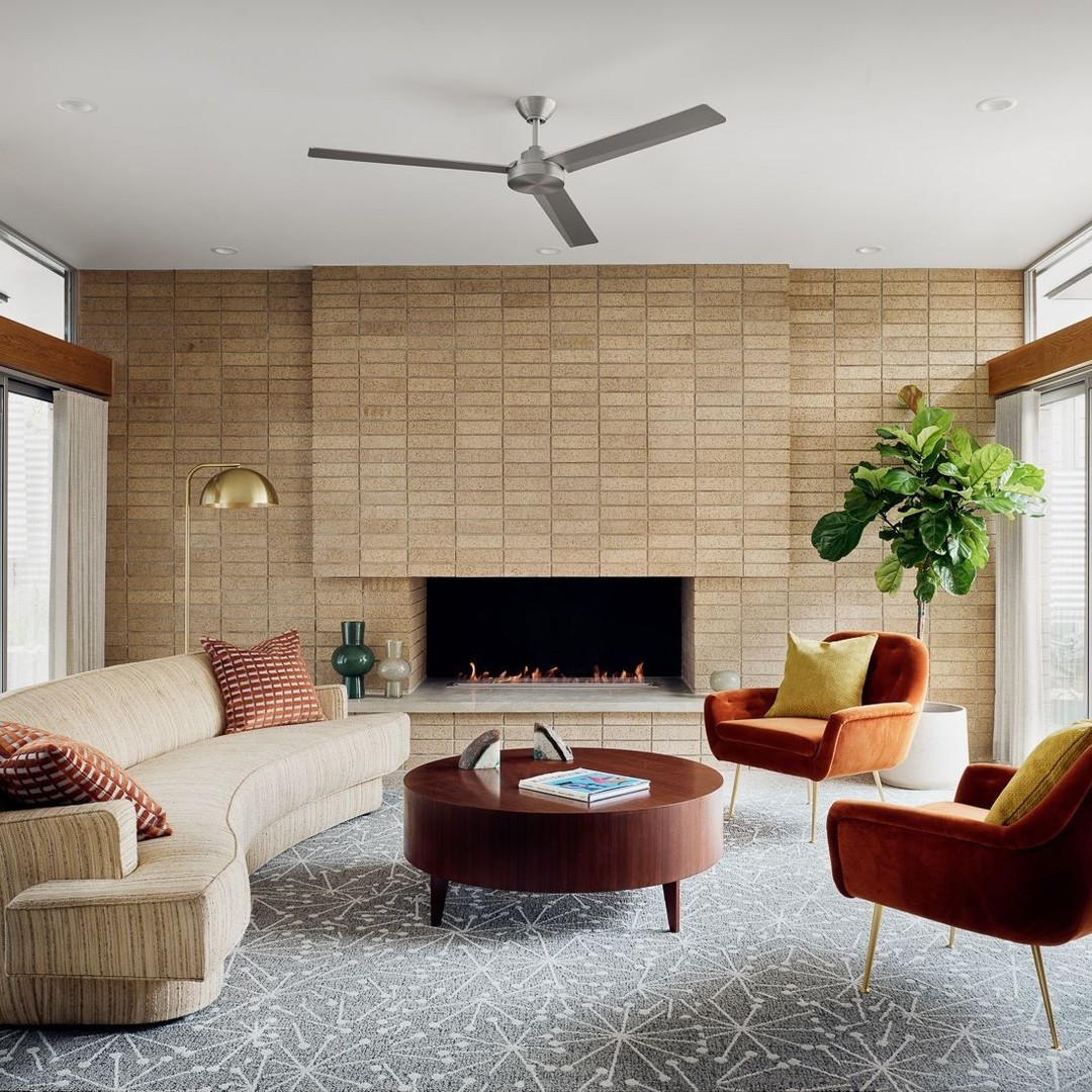 25. Mid-century Meets Monochrome: the Asymmetrical Fireplace with Cantilevered Shelf