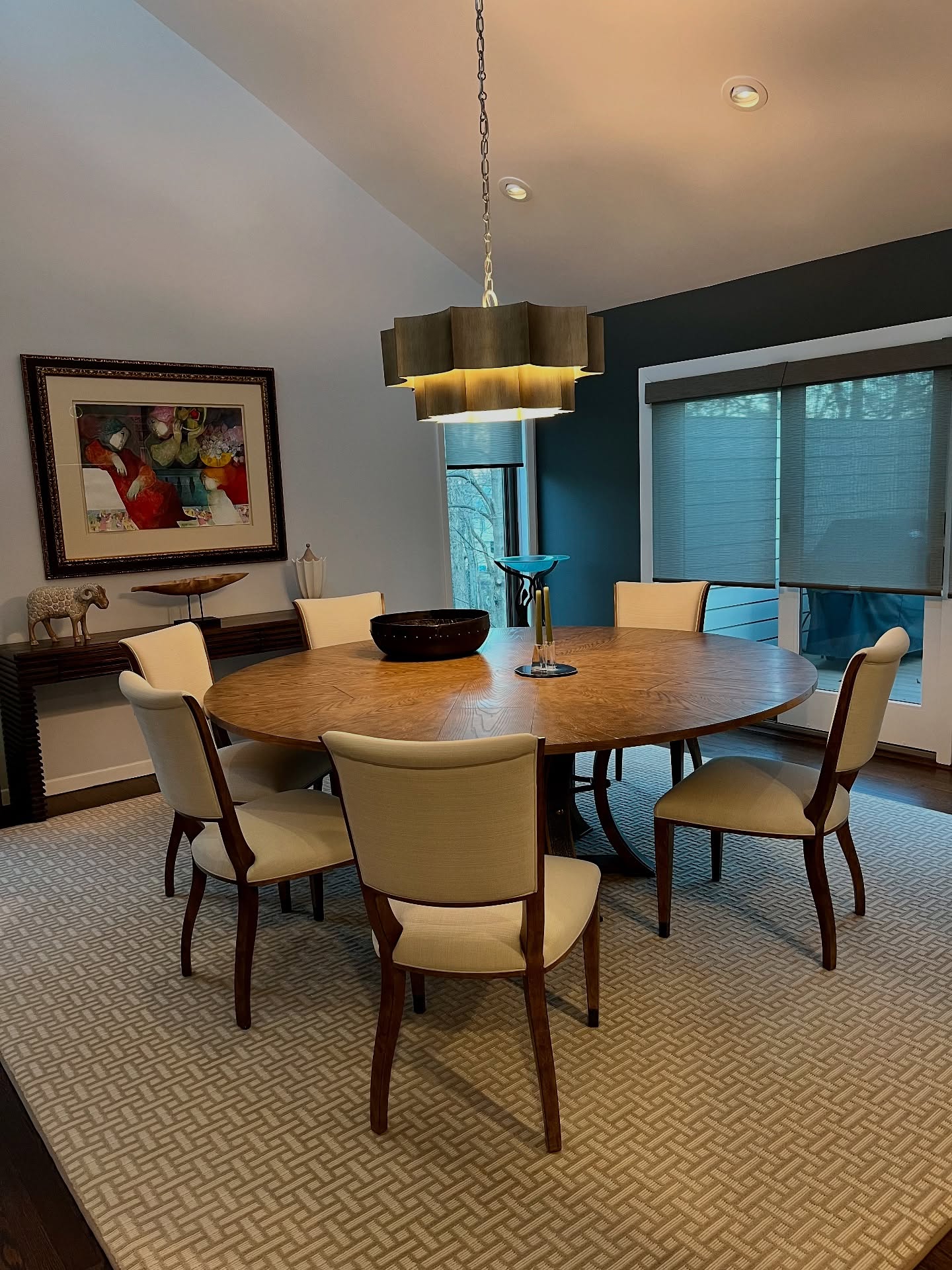 14. Mid-century Maple Table with Boomerang Legs and Atomic Motif