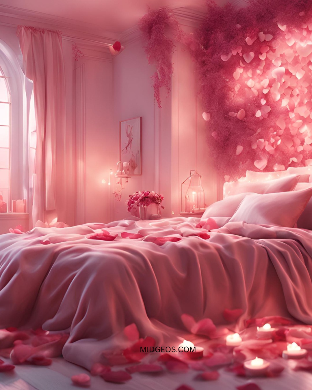 14. Moonlit Sonata: Sheer White Canopy Bed with Vintage Floral Accents