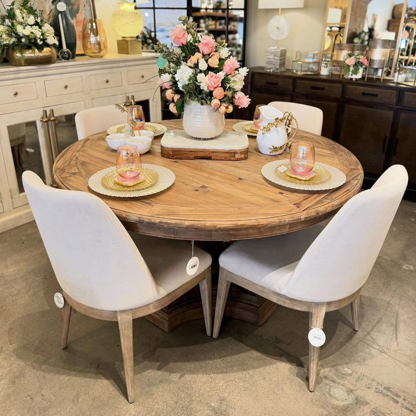 16. Mid-century Modern Dining Table with Ebonized Legs and Starburst Veneer Pattern