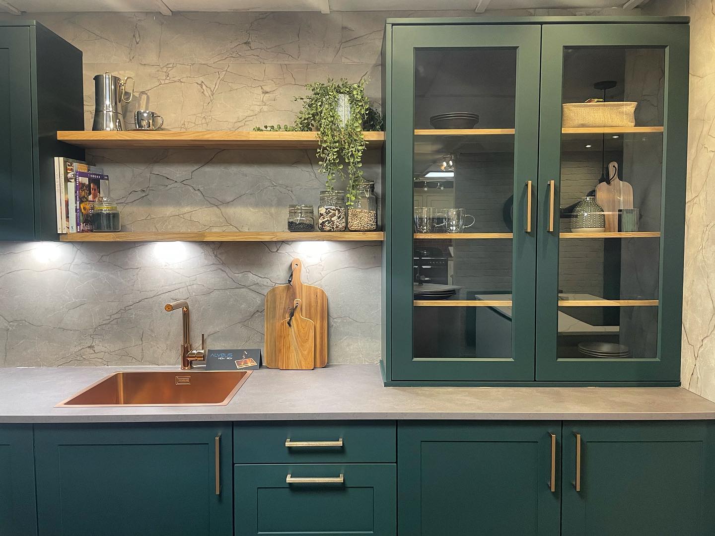 20. Verdant Vine Tendrils Wrapped Around Olive Green Cabinets