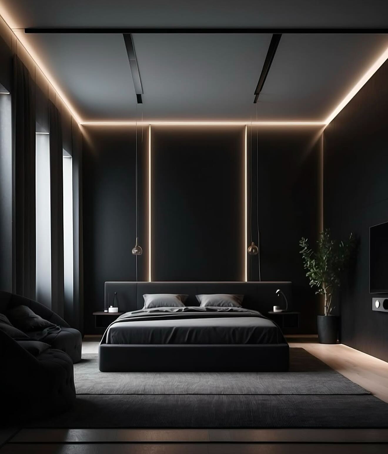 14. Moonlit Ebony Canopy with Starlit Accents and a Whisper Of White