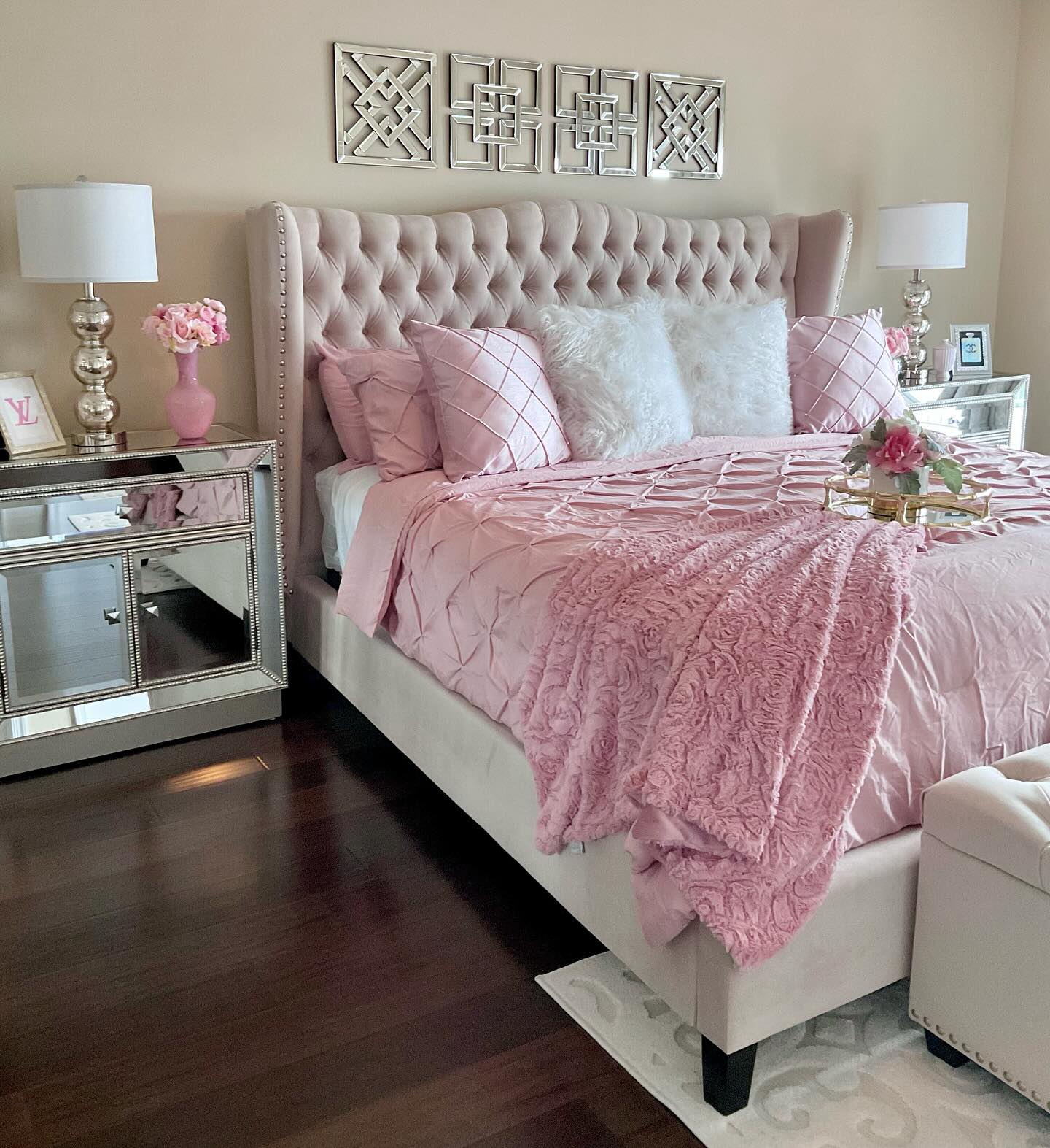 22. Pink Tulle Canopy and Crystal Chandelier Dreamscape