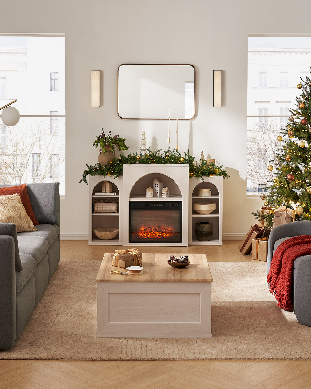 4. the Geometric Ember Dance: Angular Lines Meet Warm Glow In a Fireplace Transformation